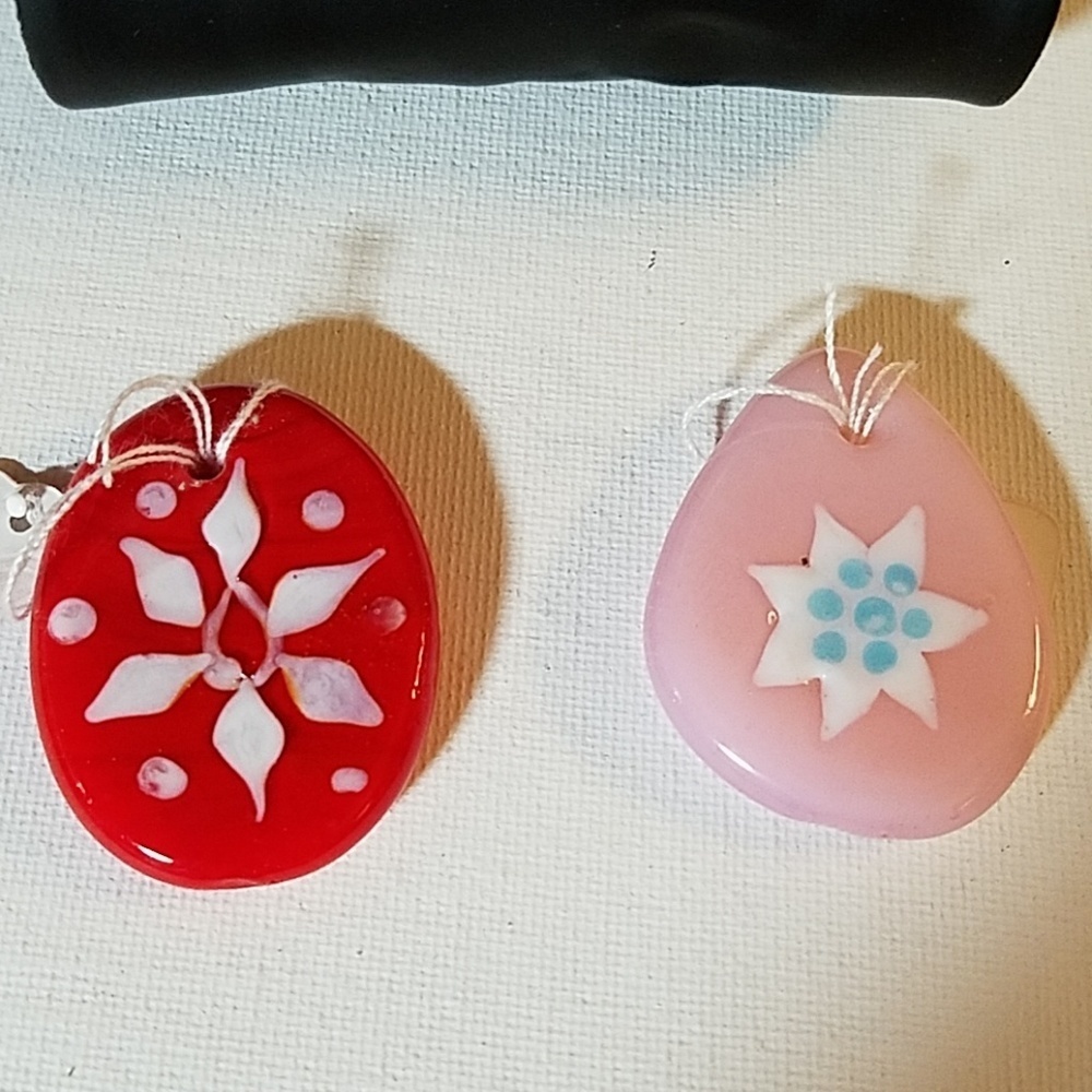 Glass Snowflake 1 1/2" Necklace Charm 2 Choices.